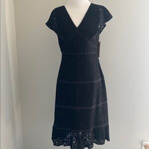 Elegant Black Ruched Midi Dress V-Neck